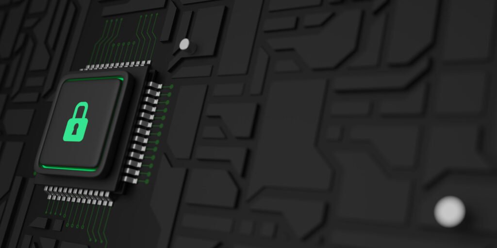 online security dark background. 3d illustration